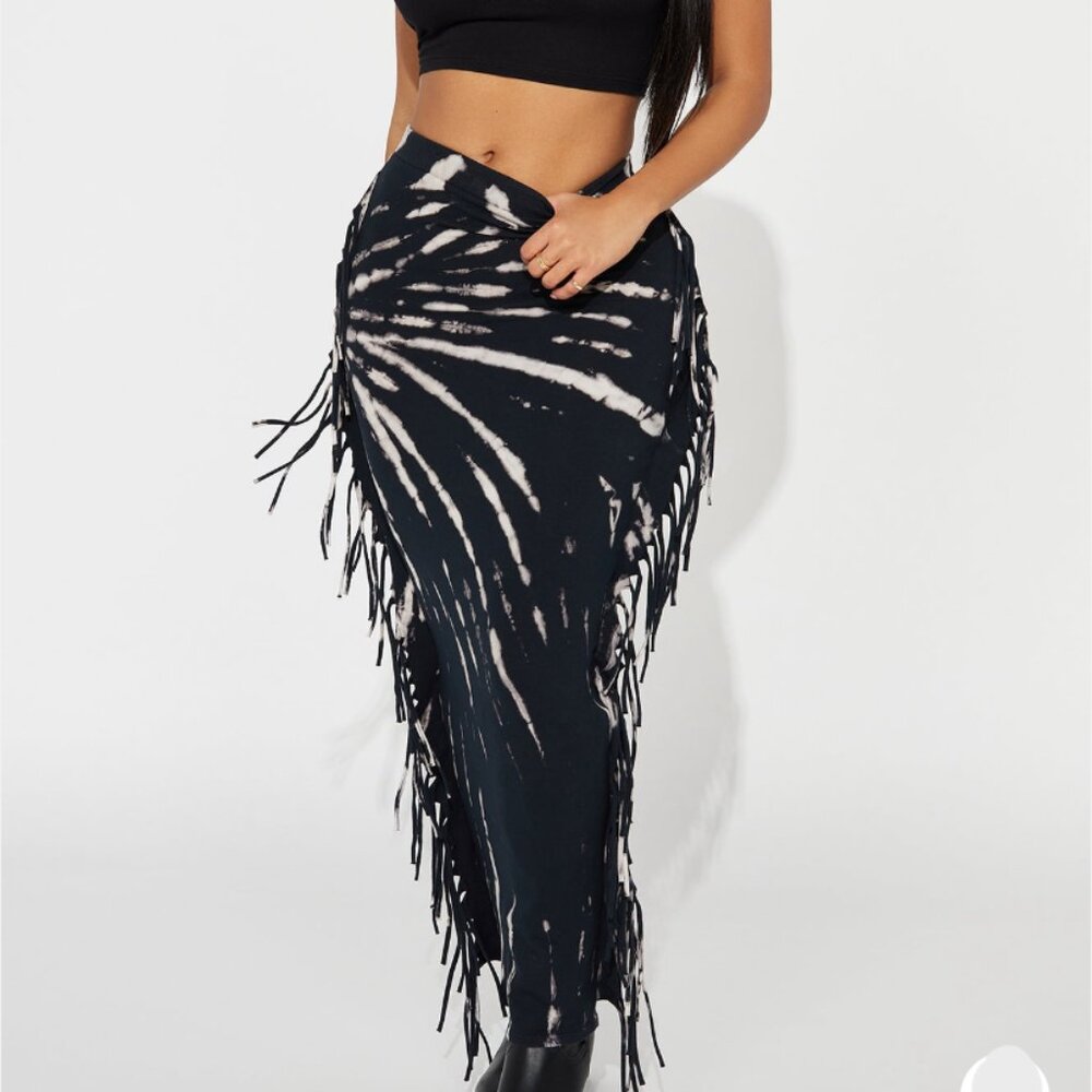 Fashion Nova Tie Dye Maxi Skirt Size XS Black/combo - New